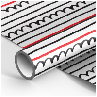 Упаковочная бумага белый крафт 70*100см, MESHU 'Spirals and lines', 70г/м2