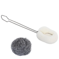 Ершик металлический 32 см кухонный для мытья бутылок и термосов, ДВЕ ГУБКИ в комплекте, LAIMA (ЛАЙМА