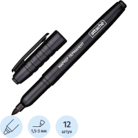 Маркер перманентный ATTACHE черный 1,5-3мм. 12 шт/уп