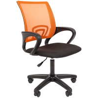 Кресло оператора Helmi HL-M96 R 'Airy', спинка сетка оранжевая/сиденье ткань черная, пиастра