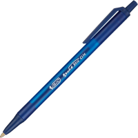 Шариковая ручка автоматическая Bic Round Stic Clic синяя, 0.4мм, синий корпус