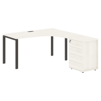 Стол эргономичный с тумбой EUCET 1518(R) Ясень Траун/Мокко 1560х1880х750 EDIS