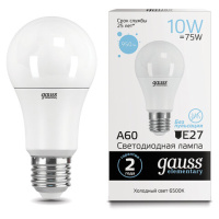 Лампа светодиодная GAUSS, 10(75)Вт, цоколь Е27, груша, холодный белый, 25000 ч, LED A60-10W-6500-E27