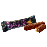 Батончик шоколадный Impulse с мягкой карамелью, вафельный, 16г
