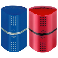 Точилка пластиковая Faber-Castell 'Trio Grip 2001' 3 отверстия, 2 контейнера, красная/синяя