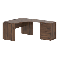 Стол эргономичный с тумбой EDCET 1318(R) Дуб Денвер тёмный/Черный 1360х1880х750 EDIS