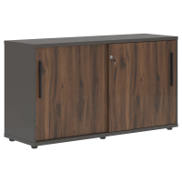 Шкаф низкий с дверьми купе ELC 1343 Дуб Денвер тёмный/Черный/Мокко 1346х430х750 EDIS