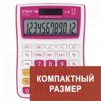 Калькулятор настольный Staff STF-6222 малиновый, 12 разрядов