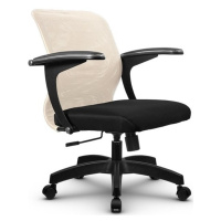 Кресло офисное Метта SU-M-4 ткань-сетка, бежевая-черная, крестовина пластик