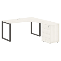 Стол эргономичный с тумбой EQCET 1518(R) Ясень Траун/Мокко 1560х1880х750 EDIS