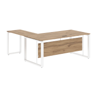 Стол руководителя угловой ECT 1819 Дуб Денвер светлый/Белый 1800х1900х750 ENIO
