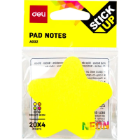 Блок для записей с клейким краем Deli неон, 76х76мм, 20 листов