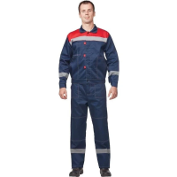 Костюм рабочий летний мужской (р.48-50) 158-164, сине-красный, брючный, с СОП, л20