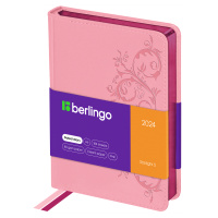 Ежедневник датированный Berlingo Starlight S розовый, A6, 184 листа, под кожу, металлик срез, 2024