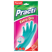 Перчатки резиновые Paclan 'Practi Extra Dry', M, цвет микс, пакет с европодвесом