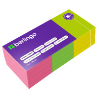 Блок для записей с клейким краем Berlingo Ultra Sticky 3 цвета, неон, 50х40мм, 12 шт по 80 листов