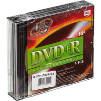 Диск DVD+R Vs 4.7Gb, 16x, Slim Case, 5шт/уп