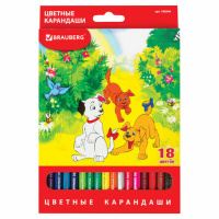 Набор цветных карандашей Brauberg My lovely dogs 18 цветов
