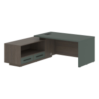 Стол руководителя с тумбой VCT 1919(L) Нефрит/Дуб Сильвер 1900х1900х750 VELION