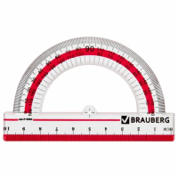 Транспортир Brauberg Сrystal 180°, основание 10см