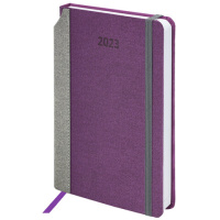 Ежедневник датированный 2023 А5 138x213 мм BRAUBERG 'Mosaic', под кожу, фиолетовый, 114081