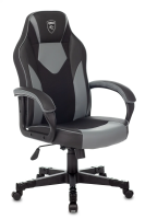 Кресло игровое Zombie GAME 17 черный/серый эко.кожа/ткань крестов. пластик