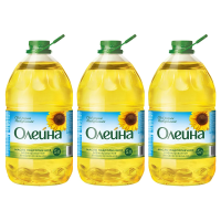 Масло подсолнечное Олейна рафинированное дезодорированное, 5л x 3 шт