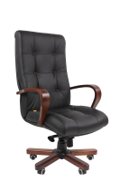 Кресло руководителя Chairman 424WD черный, нат.кожа/экокожа, креастовина металл/дерево