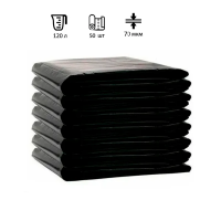 Мешки для мусора Ромашка 120л, ПВД, 70х110см, 70мкм, 50шт, 100г, черного цвета, в пласте