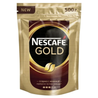 Кофе растворимый Nescafe Gold 500г, с молотым кофе, пакет