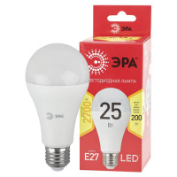 Лампа светодиодная ЭРА, 25(200)Вт, цоколь Е27, груша, теплый белый, 25000 ч, LED A65-25W-2700-E27, Б