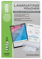 Пленка для ламинирования Cactus CS-LPGA475100 75мкм, 100шт, 216x303мм, глянцевая