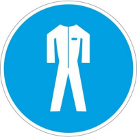 Знак Работать в защитной одежде Гасзнак 200х200мм, самоклеящаяся пленка ПВХ