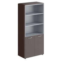 Шкаф высокий Skyland Dioni DHC 85.5, венге магия, 892х470х1950мм, с замком на глухих малых дверях и обвязкой