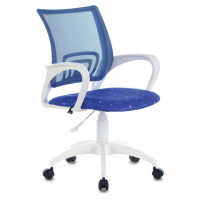 Кресло BRABIX 'Fly MG-396W', с подлокотниками, пластик белый, сетка, темно-синее с рисунком 'Space',