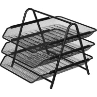 Лоток горизонтальный для бумаг Attache 3 секции, черный, металлическая сетка
