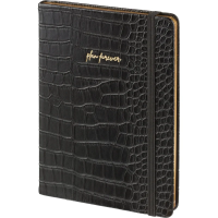 Ежедневник недатированный черный, рептилия, А5 136 л., ATTACHE