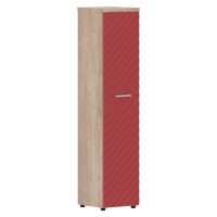 Шкаф колонка с глухой дверью и топом TLHC 42.1(L) Красный/Дуб Каньон Z 432х450х1968 TORR LUX