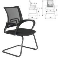 Стул посетителя Brabix Fly CF-100 ткань, черная, сетка черная, на полозьях