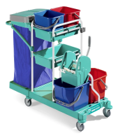 Тележка GREEN 150 TTS,  2*15л ведра,  2*12л ведра,  отжим Тес,  с серыми стойками и колесами диам. 1