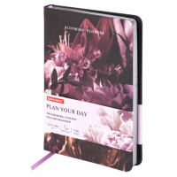 Ежедневник недатированный Brauberg Vista Flowers, B6, 136 листов, под кожу, твердый, срез фольга