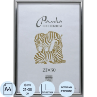 Рамка Зебра серебро, 21х30см, пластик