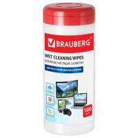 Салфетки чистящие для мониторов Brauberg Screen Clean 100 шт/уп, в тубе