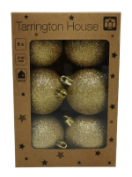 Tarrington House Набор шаров золотой с блестками 6см, 6шт