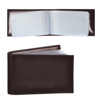 Визитница карманная BEFLER 'Грейд' на 40 визитных карт, натуральная кожа, тиснение, коричневая, K.5.