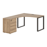 Стол эргономичный с тумбой EQCET 1318(L) Дуб Денвер светлый/Мокко 1360х1880х750 EDIS