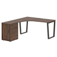 Стол эргономичный с тумбой EVCET 1518(L) Дуб Денвер тёмный/Мокко 1560х1880х750 EDIS