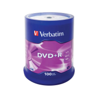 Диск DVD+R Verbatim 4.7Gb, 16x, Cake Box, 100шт/уп