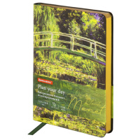 Ежедневник недатированный Brauberg Vista Claude Monet, B6, 136 листов, под кожу, гибкий, срез фольга