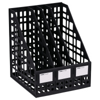Накопитель для бумаг вертикальный Стамм А4, 4 секции, 240мм, черный, ЛТ83